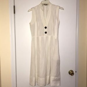 Zara White Linen/ Rayon Pocket Dress